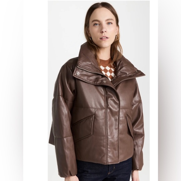 Pistola Denim Donovan Faux‎ Leather Puffer Brown Jacket - Picture 9 of 16